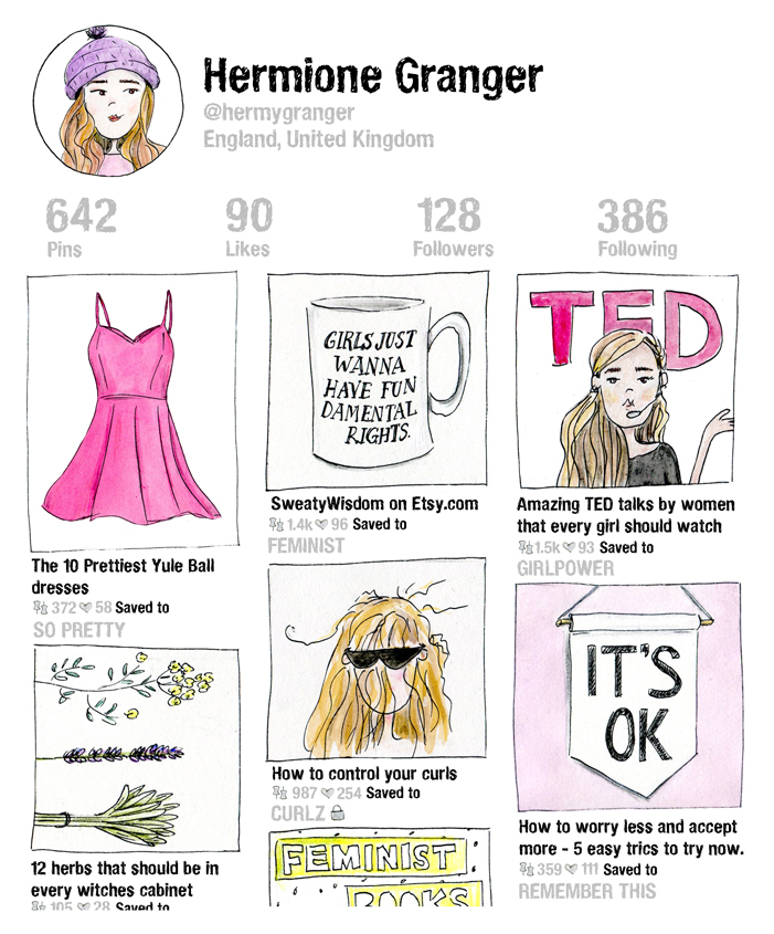 Pinterest page Hermione - Cindy Mangomini