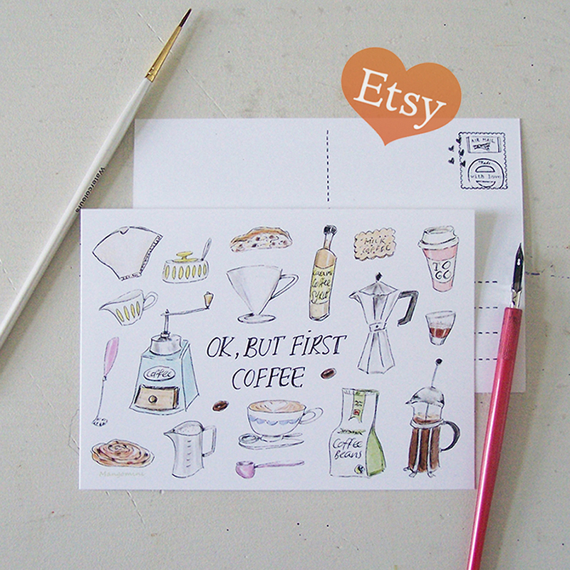 Mangomini first coffee card etsy low