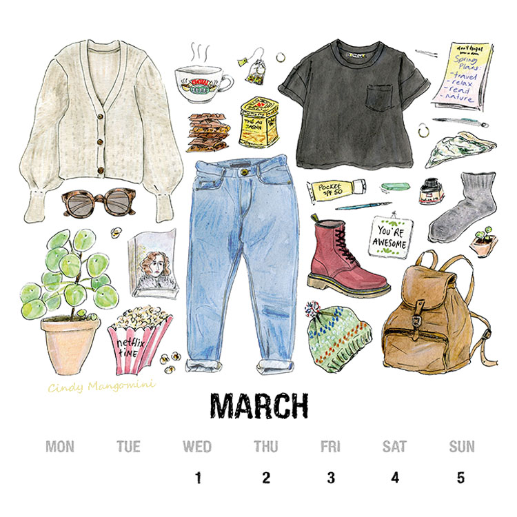 2023 03 March calendar Cindy Mangomini